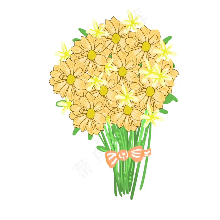 黄色小花手捧花(2000X2000(DPI:300))psd模版下载