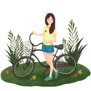 春分骑车的小女孩