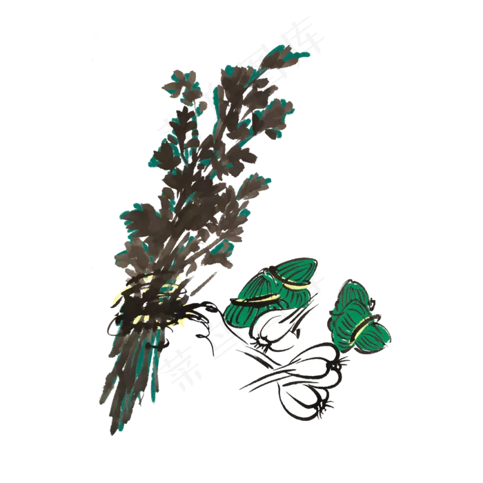 端午节水墨粽子艾草(4000X4000(DPI:300))psd模版下载