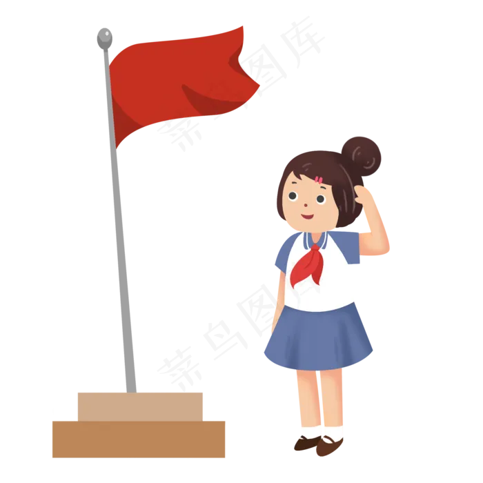 开学季女孩升旗敬礼素材,免抠元素