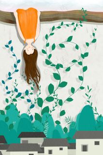 手绘儿童节藤蔓插图