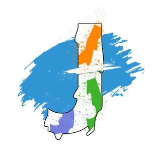 创意涂鸦白色psd字母J