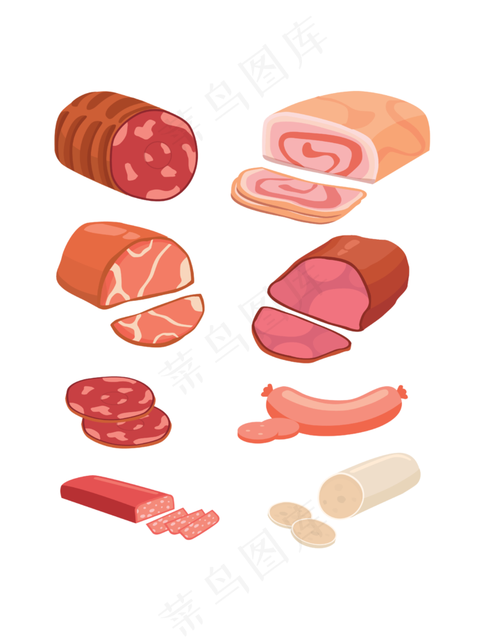 各色加工肉类矢量元素ai矢量模版下载