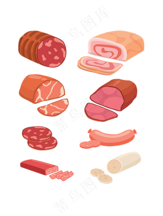 各色加工肉类矢量元素