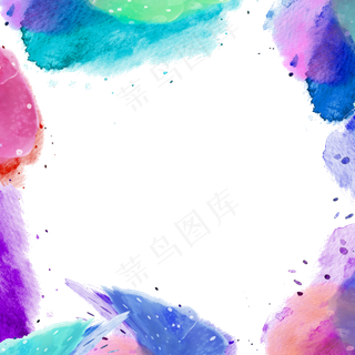 渐变墨迹边框,免抠元素