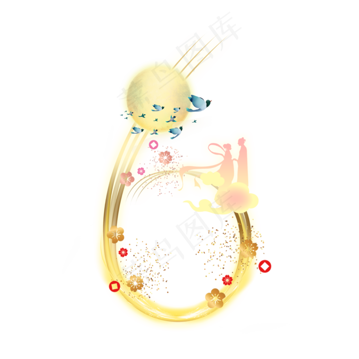 金色发光七夕数字6(2000X2000)