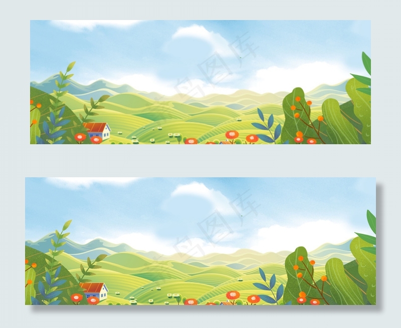 绿色阳光下的山脉春天风景背景背景图片素材,背景元素