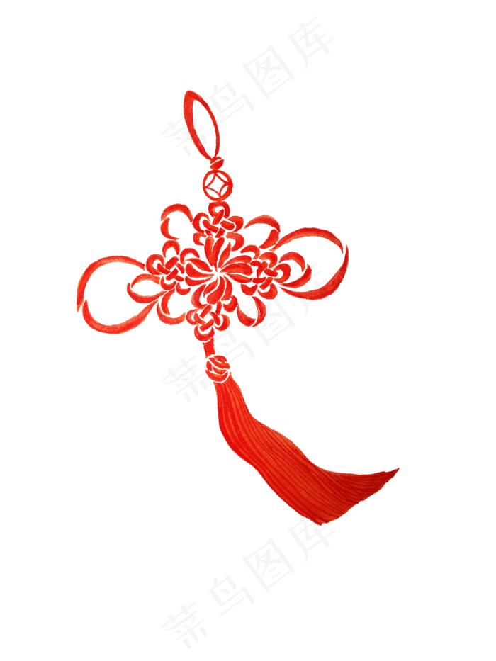 风中飞扬的中国结手绘设计图,免抠元素