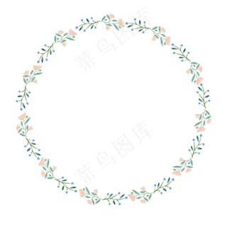 粉红手绘植物花草树木花环边框免,免抠元素