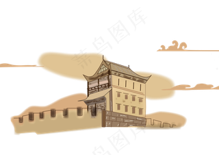 中国风古建筑免扣手绘