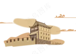 中国风古建筑免扣手绘