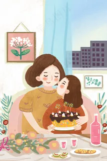 庆祝母亲节快乐温馨画面小清新