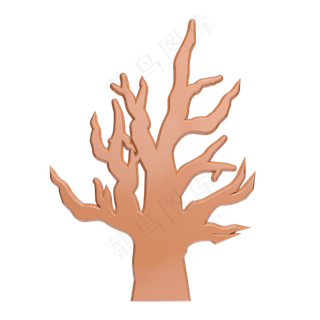 C4D褐色立体树木