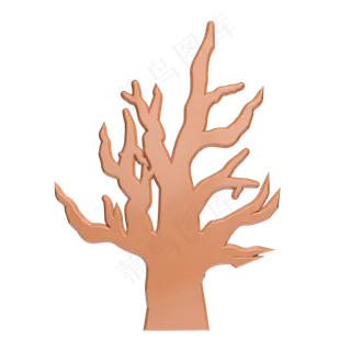 C4D褐色立体树木