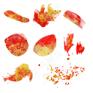 免扣红色金箔水彩