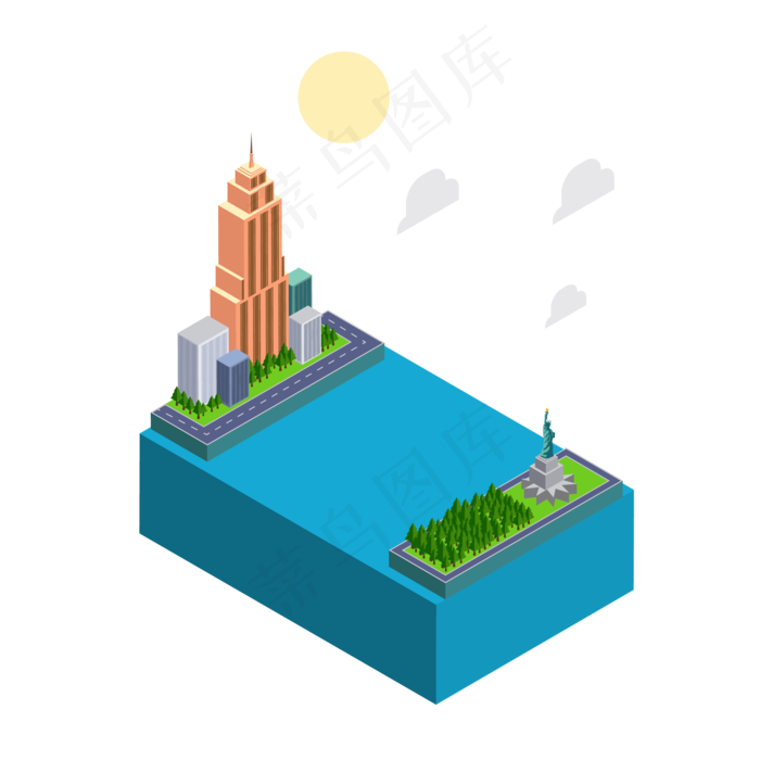 2D海景酒店矢量图片,免抠元素