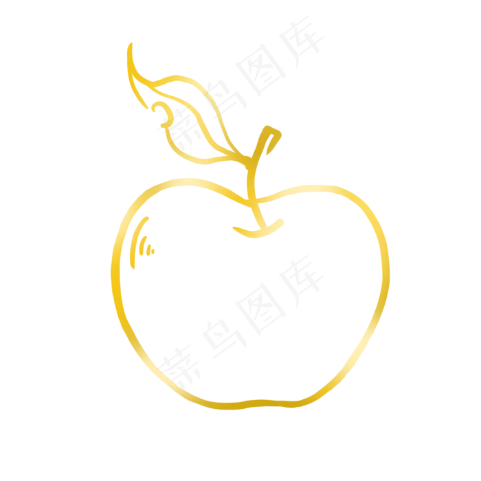 金色线条苹果PNG(2000X2000(DPI:300))psd模版下载