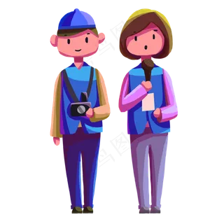 记者节报道场景手绘免抠元素