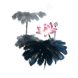 水墨荷花中国风元素