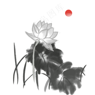 古风古典风格中国风水墨风荷花矢