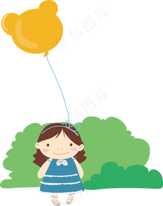 儿童节手绘小女孩