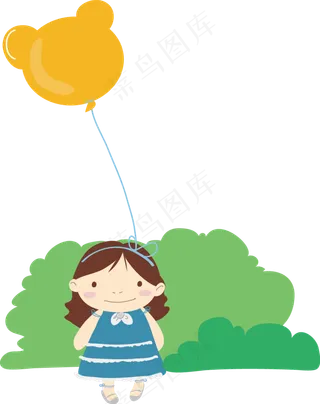 儿童节手绘小女孩
