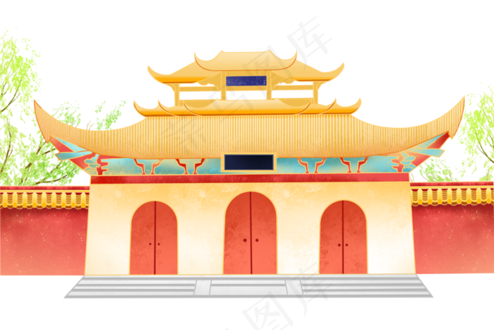中国风国潮寺庙建筑(3000X2000(DPI:96))psd模版下载
