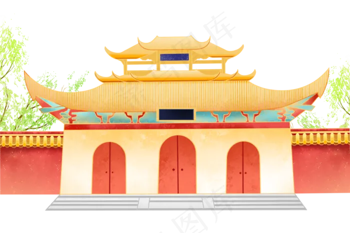 中国风国潮寺庙建筑(3000X2000(DPI:96))psd模版下载
