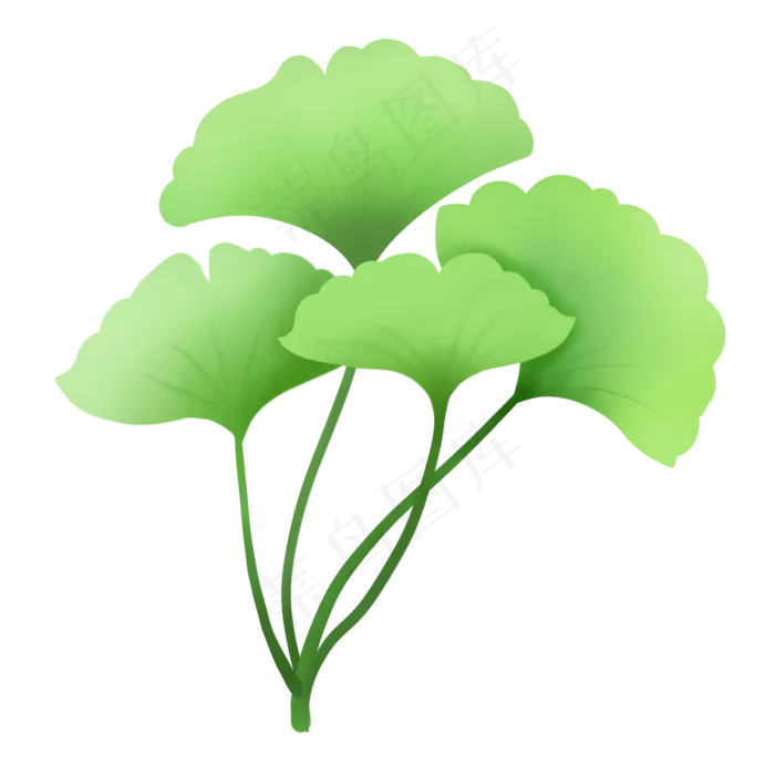 春天小清新植物扇形嫩绿叶子,免抠元素