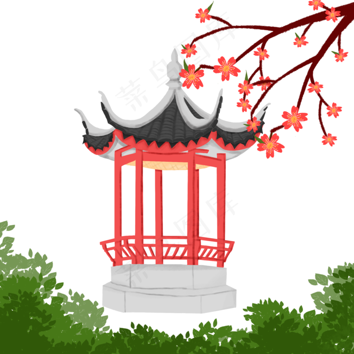 古风复古园林凉亭