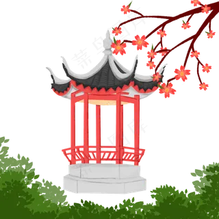 古风复古园林凉亭