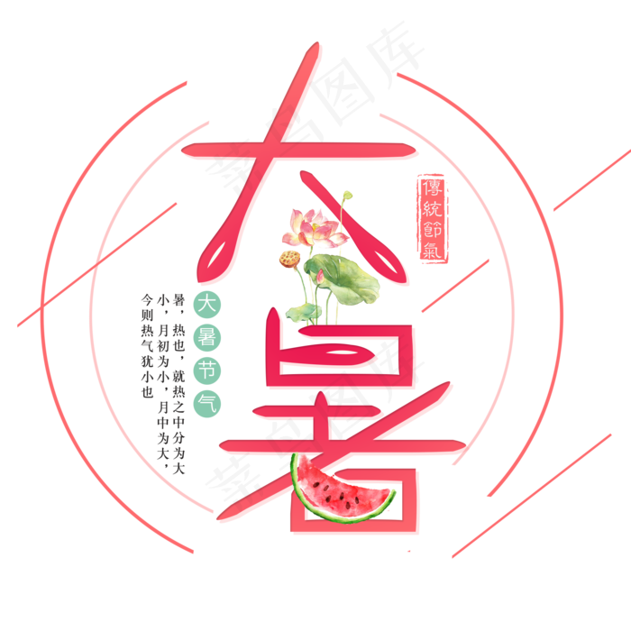 二十四节气大暑艺术字免扣PNG