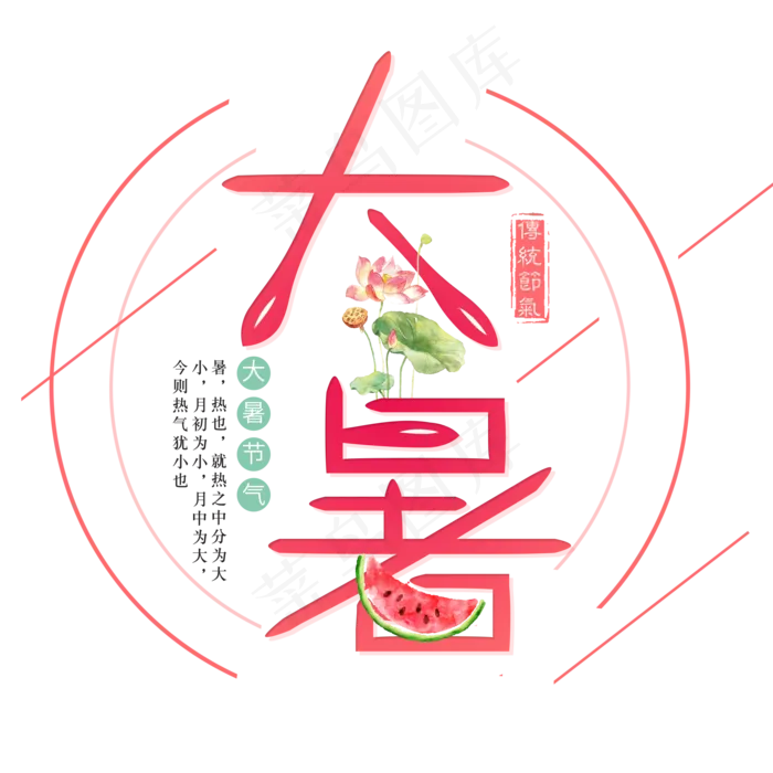 二十四节气大暑艺术字免扣PNG(2000X2000(DPI:300))psd模版下载