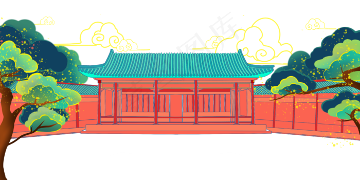 古风建筑(4000X2000(DPI:300))psd模版下载