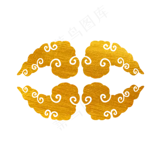 2019春节烫金新年简约祥云,免抠元素