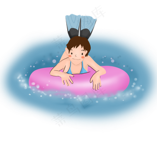 夏日沙滩游泳小女孩