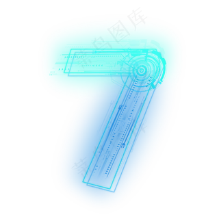 科技线条蓝色绿色数字7