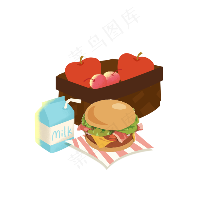 卡通水果和牛奶免抠图