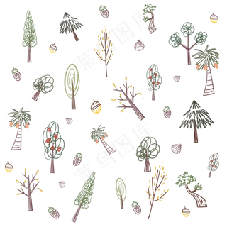 卡通迷你印花图案,免抠元素