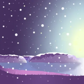 纸片式唯美雪景素材图