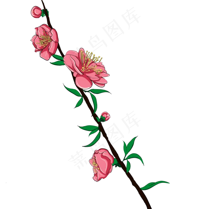 春天盛开桃花(2000X2000(DPI:300))psd模版下载