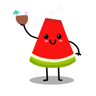 拿着椰汁的西瓜