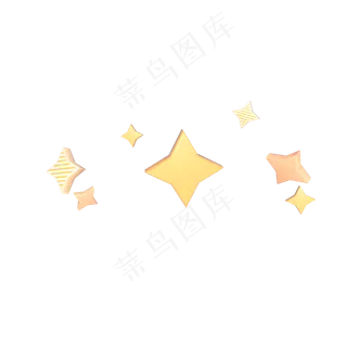 C4D立体几何星星漂浮装饰元素,免抠元素