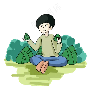 端午节手绘男孩粽子