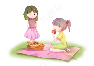 好朋友两人一起踏青出游