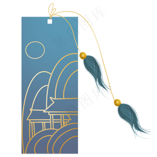 中国风线条书签