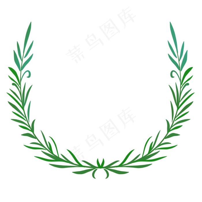 手绘水彩清新绿橄榄枝花环设计免