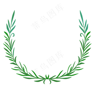 手绘水彩清新绿橄榄枝花环设计免