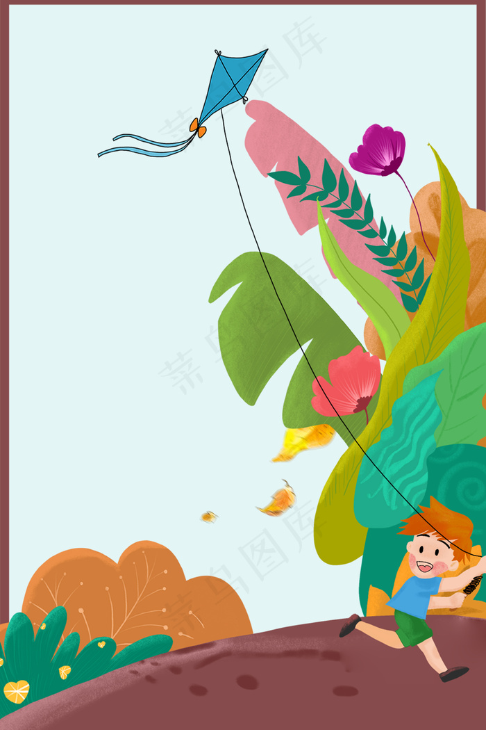 手绘卡通漫画风景海报背景