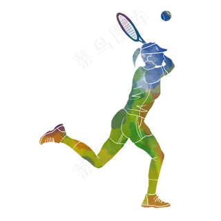 水彩运动网球运动员